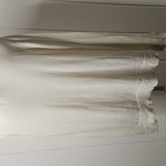 Ivory hollow out crochet knit beachy boho crewneck pullover sweater. Size xl - Picture 4 of 7